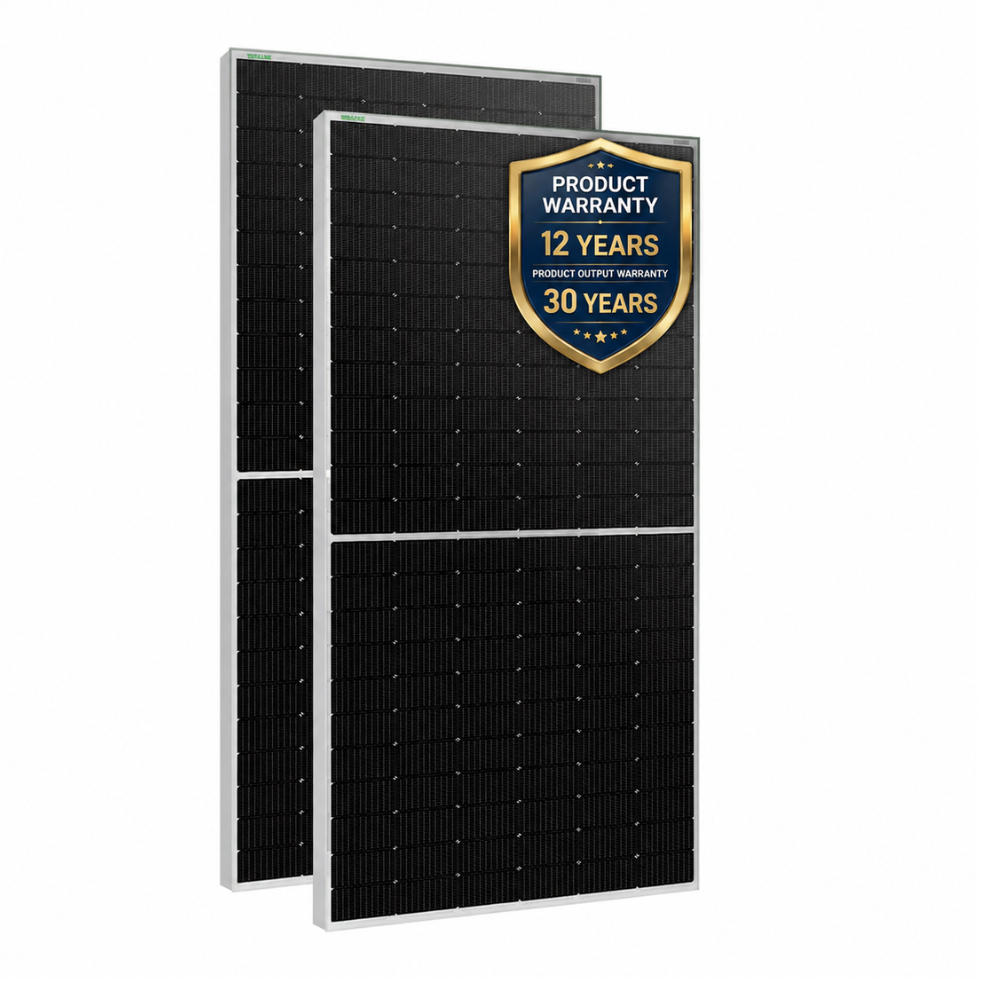 Waaree 580Wp N-type bifacial Non-DCR manufacturer product image with front and rear modules